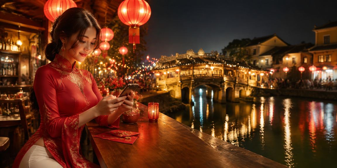 Phụ nữ Hội An mặc áo dài tham gia game trực tuyến và nhận thưởng trên nền tảng 1881